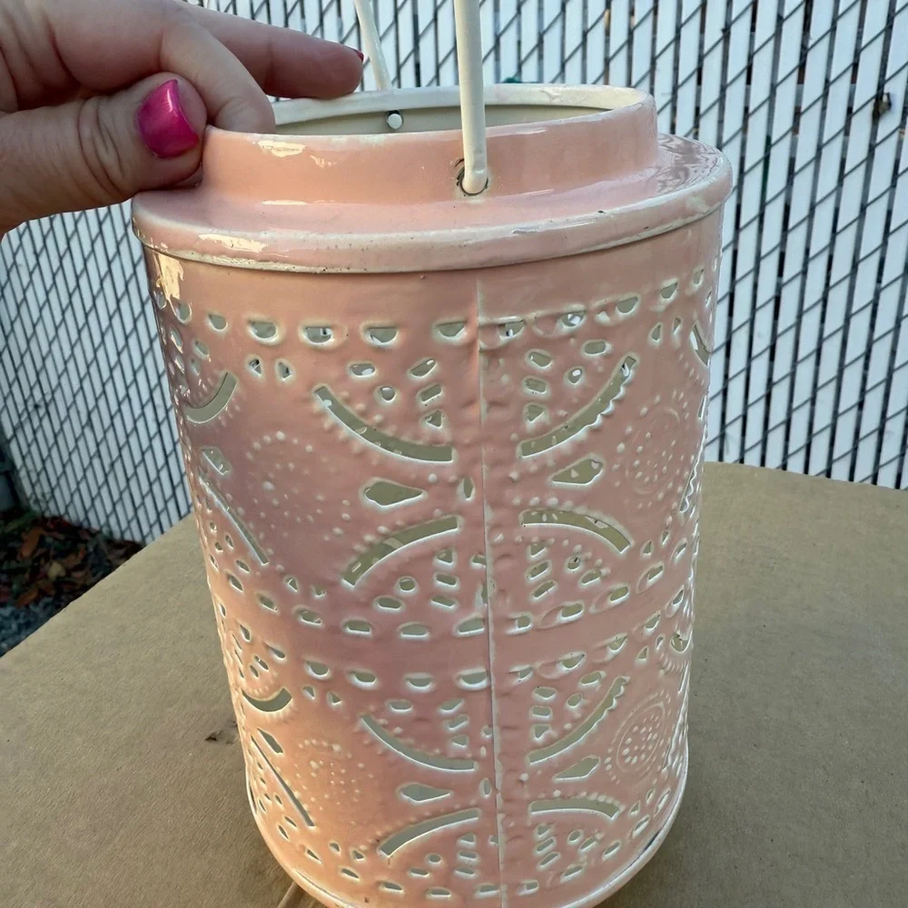 Enamel Metal Pink Decorative Lantern